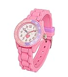 Reflex Time Teacher BM9 Mädchen-Armbanduhr mit Herz-Muster und pink-farbenem Silikon-Armband