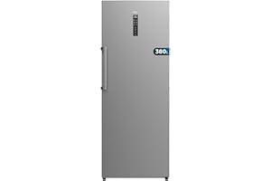 Cecotec Congelador Vertical de 380L Bolero CoolMarket UF 380 inox D. 1950W, Motor Inverter Plus, Bajo Consumo, Total No Frost, Display door, Convertible a frigorífico, Multi Airflow