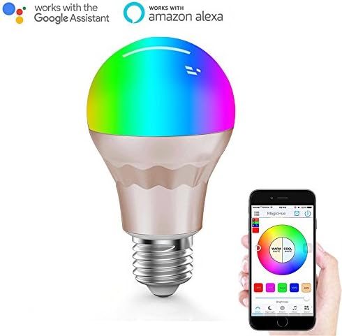 MagicHue WiFi Smart LED Light Bulb - Control Your Lights Anywhere in the World - Dimmable Multicolored Smart Sunrise Sunset LED Lights - Works with Alexa - 60Watts Equivalent bulb