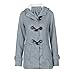 Produktbild DAY.LIN Top Kleidung Damen Mode Frauen Windbreaker Outwear Warme Wolle Schlank Langen Mantel Jacke Graben Lange Ärmel Verdicken Große Größe Hornschnalle Kapuzenpulli (Grau, EUM/XL)