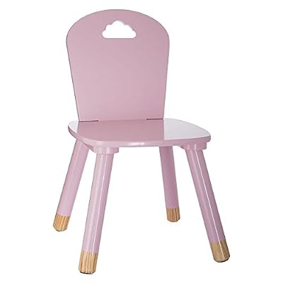 Atmosphera Chaise en bois pour enfants - Décor Nuage - Coloris ROSE