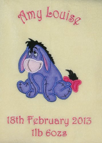 Eeyore Luxury Personalised Disney Applique Super Soft Fleece Baby Blanket