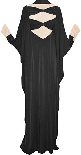 Yaqeen apparell Stretchy Lycra Batwing Abaya With Bow Tie Pattern (Beige)