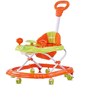 Baybee Nemo Round Walker for Kids, Baby Walker for Kids Music & Light Function with Canopy 3 Position Height Adjustable Kids Walker, Activity Walker for Babies (6 Months to 1.5 Years) (Orange)