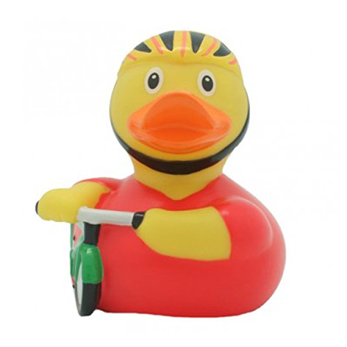 Quietscheente Radfahrer Ente, Gummiente, Quietscheentchen, Badeente, Quietsch Ente, Sammelfigur, Gummi Bade Spielzeug, LiLaLu, 2032 - 2