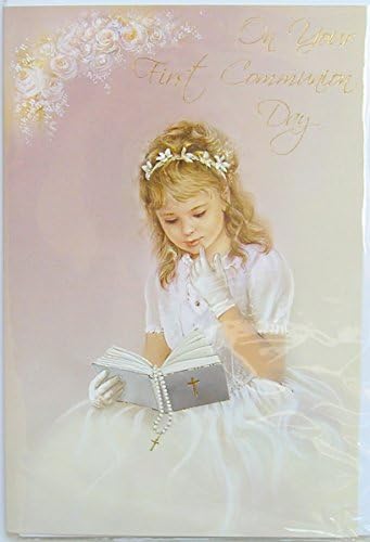 'Girls First Holy Communion Card Gold Embossed C27112 GIRL
