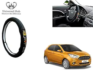 Universal Hub Car Steering Wheel Cover (Chromium Om Namah Shivay) for Figo 2015