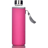 Glass Water Bottle 550 ml Leak-Proof Glass Bottle Made of Borosilicate Glass BPA-Free Carbonated and Dishwasher Safe with Protective Cover for Hot and Cold Drinks Stainless Steel Lid