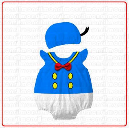 Mickey Mouse - Tigger - Buzz - Minnie - Donald Duck - Winnie The Poo - Woody - Jessica - Baby Romper Fancy Dress Sleepsuit. Ages 6/12, 12/18, 18/24mths (18/24 months, C - Donald Duck Blue)