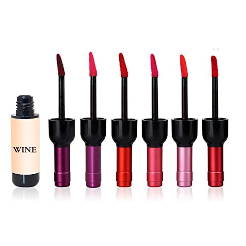 mlmsy 6 PCS Rot Wein Flasche Style Lip Gloss Tint Set Wasserdicht Langlebig gebeizt Glasur Lipgloss Tolles Geschenk, 6 Color - 4