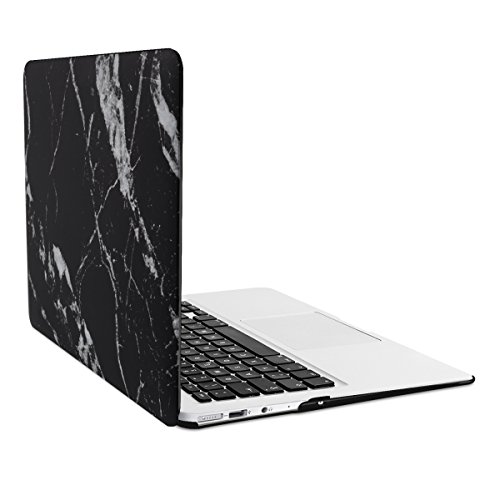 kwmobile Hardcase Laptop Hülle für Apple MacBook Air 13" (ab Mitte 2011) - Marmor Design Schwarz Weiß dünne gummierte Schutzhülle Cover Case Tasche