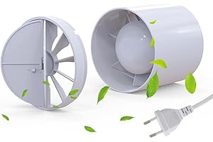WingFly 100 mm Estrattore Assiale, Ventilatore Tubolare con Valvola di Ritiro e Spina Europea, Molto Silenzioso, Basso Consumo, per Bagno, WC, Cucina, Ufficio,Tenda, Serra,Garage