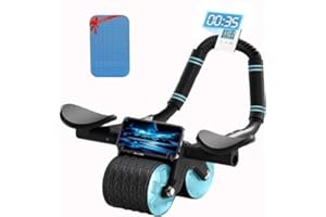 ARAER Upgraded Ab Roller Wheel with Elbow Support and Automatic Rebound, Core Trainer Ab Exercise Machine for Home Workouts (Blue)