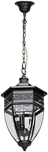 Outdoor black pendant lantern dark brass rustic waterproof glass IP44 3-bulb Ø35cm exkl,E14 3x60W 230V