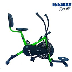 Leeway Air Bike Exercise Cycle| Moving Handle Gym Bike| Deluxe Design of Crossfit Fitness| Lifeline for Cardio Work Out| Stamina BGA 2001 Bike| Dual Action Airbike with Back Rest and Twister- Green