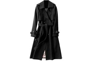 Yesgirl Femme Manteau Jacket Bouton Revers Long Veste Chaud Trenchcoat Manches Longues Cardigan Blazer Manteau OL Vintage Couleur Unie Parka Trench-Coat Automne Et Hiver