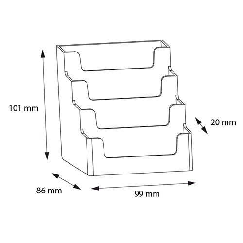 Visitenkartenhalter vierstufig Querformat, Acryl Halter Ständer Visitenkarten - 2