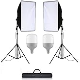 ikili Softbox Set 50x70 cm &Uuml;r&uuml;n &Ccedil;ekimi Moda Reklam Cast İ&ccedil;in G&uuml;&ccedil;l&uuml; 50 wat Led Ampull&uuml; S&uuml;rekli Işık
