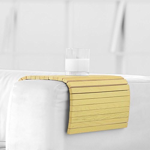 tray that fits the arm of the sofa and all unstable surfaces. Made of oak wood, yellow color