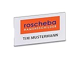 ✅ günstige Staffelpreise 25 x Klassische Namensschilder aus Hartfolie (Marke: roscheba®), 75 x 42 mm, (Befestigung: Magnet), Made in Germany, Staffelpreise - Namensschilder inkl. Papiereinlagen