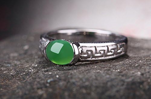 Lady Emerald Ring Hollow Engraved Inlaid Emerald Ring Chalcedony Ring Ring Copper,Figure-7