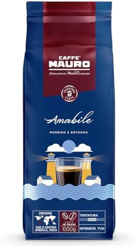 Caffè Mauro Torrefazione - Miscela Amabile - Intensità 7/10 - Caffè in grani confezione 1 Kg