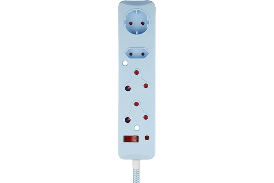 Switched 4-Way Multiplug with Surge Protection and Safety Shutters, Blue