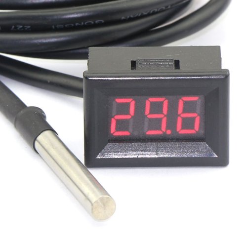 DEOK -55-125 ℃ LED Thermometer Digital Innen und Außen Temperaturmessung mit 3m Temperatursensor Kabel (Rot)
