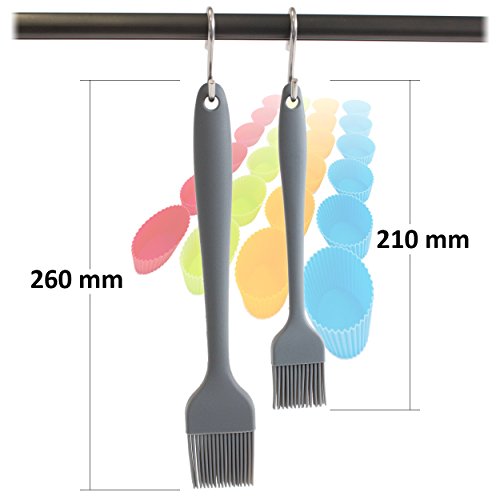 Oishii | Backpinsel aus Silikon | Hitzebeständig Spülmaschinenfest Lebensmittelecht | Weiche Pinsel im Doppelpack zum Backen und Grillen - 4