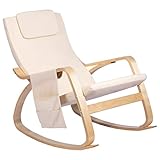 sessel leder holz braun Schaukelstuhl mit Seitentasche für Bücher, Zeitschrifeten, Zeitungen usw.