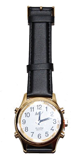 sprechende analoge unisex Armbanduhr Blindenuhr Leder-Armband Komplettdatum 38mm goldfarben HGL sprechende analoge unisex Armbanduhr Blindenuhr Leder-Armband Komplettdatum 38mm goldfarben HGL