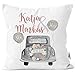 Produktbild MoonWorks® personalisierbares Kissen zur Hochzeit,Hochzeitskissen Auto Hochzeitsgeschenk Geldgeschenk Kissenhülle mit Schleife weiß 40cm x 40cm