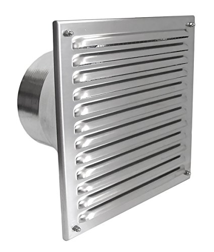 Aussenluftgitter ALGRES 150 Edelstahl 210 x 210 mit Stutzen für Rohr DIN Ø 150 mm