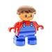 Produktbild 1 x Lego Duplo Figur Kind Junge rot mit blauer Latzhose Haare braun 6453 F37