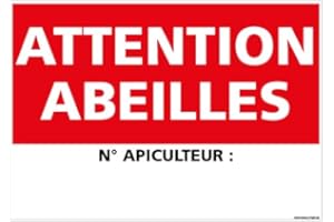 Panneau Attention aux Abeilles Personnalisable N° Apiculteur - Dimensions 210x300 mm- Aluminium 2 mm - Protection Anti-UV