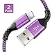Price comparison product image Type C Cable, Fundro (2 Pack 3.3FT) USB C Fast Charger Nylon Braided USB-C Charging Cord for Samsung Galaxy S10 S9 S8 plus Note 9 8, Huawei P30 P20 P10 Mate 20, Pixel, LG V30 G6, OnePlus 5 (Purple)