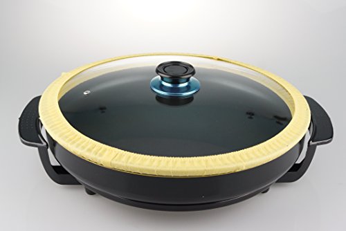Neudorf Elektronik Manufaktur XXL Partypfanne B/ Bratfläche Aluminium-Guss Pfanne (!!!Unibody!!! – kein aufgesetztes Blech – siehe Vergleichsbild) ca. 3mm stark/ Elektrische Pizzapfanne Elektropfanne Bratpfanne/ Antihaft-Beschichtung/ 1500 Watt (100-240 °C)/ Maße: Ø 40cm - 7