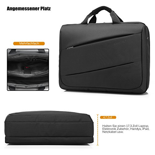 CoolBELL 17,3 Zoll Laptop Messenger Bag multifunktional Aktentasche mehrfachfach Handtasche mit Schultergurt für Macbook / Acer / HP / Dell Alienware / Lenovo / Herren / Damen,Schwarz - 5