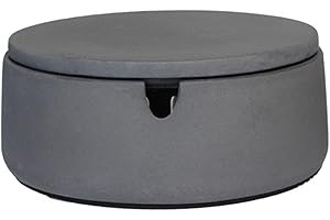 anaan ‘BO’ Cenicero con Tapa Hormigon Concreto Prueba de Viento para Cigarrillos Mesa y Exterior pequeño redondo Geométrico Diseño Ø 9 cm x 5 cm