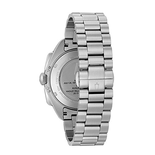 Bulova Men's Designer Chronograph Watch Stainless Steel Bracelet - Black Dial Moon Wrist Watch 96B258