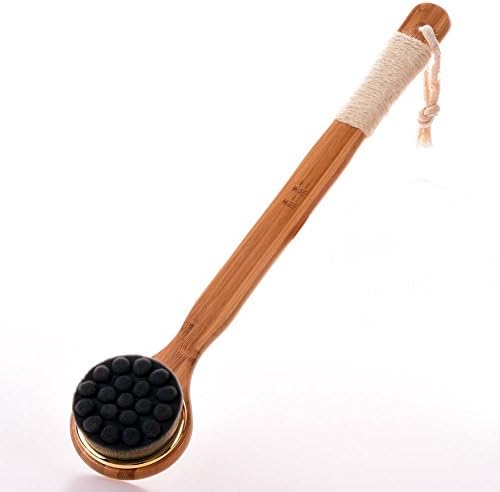 Bath brush humanBrush Scrubber with Natural Bristles and Long Handle Scissors, Luxury Curve Wooden Bath Brush / Ideal for Lymphatic Drainage Massage and Anti Stress/Bath Brush Body Wash, Back Spa Treatment, Long-Term Skid, Treatment Delicate Hair Deep Cleansing (black)