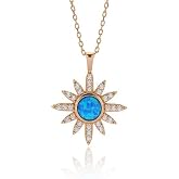Madam Matmazel Hediye Paketli Zirkon Ve Mavi Opal Taşlı Kuzey Yıldızı G&uuml;m&uuml;ş Kadın Kolye, 925 Ayar, Rose