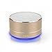 Produktbild HAVIT 4 in 1 LED Bluetooth Lautsprecher, wireless tragbarer mini Metall Lautsprecher Speaker, starke Bass, Micro SD Karte + FM Transmitter + 3.5mm AUX für Smartphones / Tabletten / MP3 / MP4 (Gold)