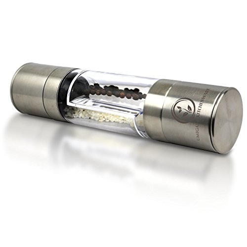 Salzstreuer Pfefferstreuer 2 in1 Salz und Pfeffermühle Salzmühle Pfeffermühle Gewürzmühle Salzmühle aus Edelstahl (Stainless) - 3