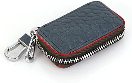 Men Kind Leather Door Car Smart Key Holder Case Ring Small Purse Keychain (S Size, Navy)