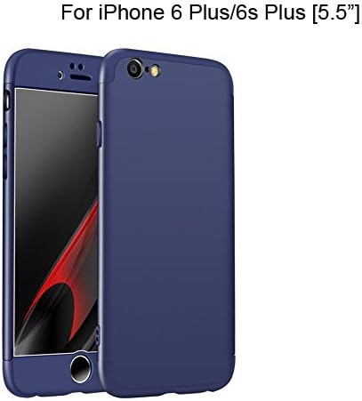 iPhone 6 Plus/6S Plus Case 5.5", uiano® 360 Degree Protection 3 in 1 Combination Anti-Scratch PC Ultra-thin Shockproof case cover for iPhone 6 Plus 6S Plus Navy Blue + Screen Protector [Lifetime Warranty]