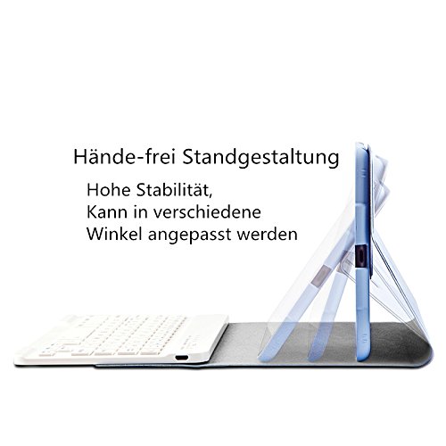 iPad Air 2 Deutsche Bluetooth Tastatur, COO Schutzhülle-Tastatur für Neue Apple iPad(2017)/ iPad Air / Air 2, iPad 5/6, 3in1 Tastatur gilt für IOS, Android, windows System, auch Smart cover mit automatischer Wake/sleep Funktion und Multi-Angle Ständer (Himmelblau) - 4