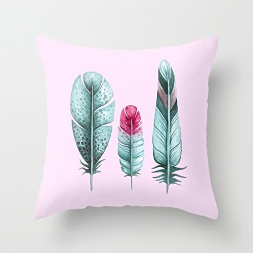 Cute Watercolor Feather Pillow Covers Teens Bedroom Decor Throw Pillow Covers 18 x 18 for Couch