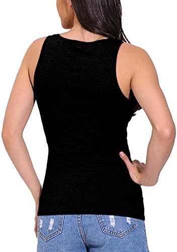 StyleDome Women's Casual Slim V Neck Low Cut Lace up Sexy Stretchy Tank Sleeveless Vest Shirt Tops
