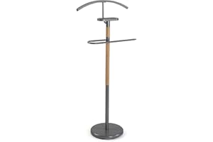 VERSA Holstebro Servo Muto Moderno e Multifunzionale, Appendiabiti Indossatore per Camera da Letto e Spogliatoio, Misure (A x L x l) 112 x 28,8 x 46,5 cm, Metallo e Legno, Colore Grigio